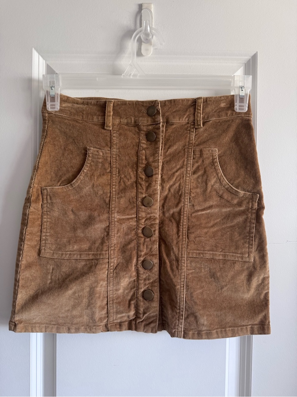 Altar'd State Brown Button-Front Corduroy Mini Skirt